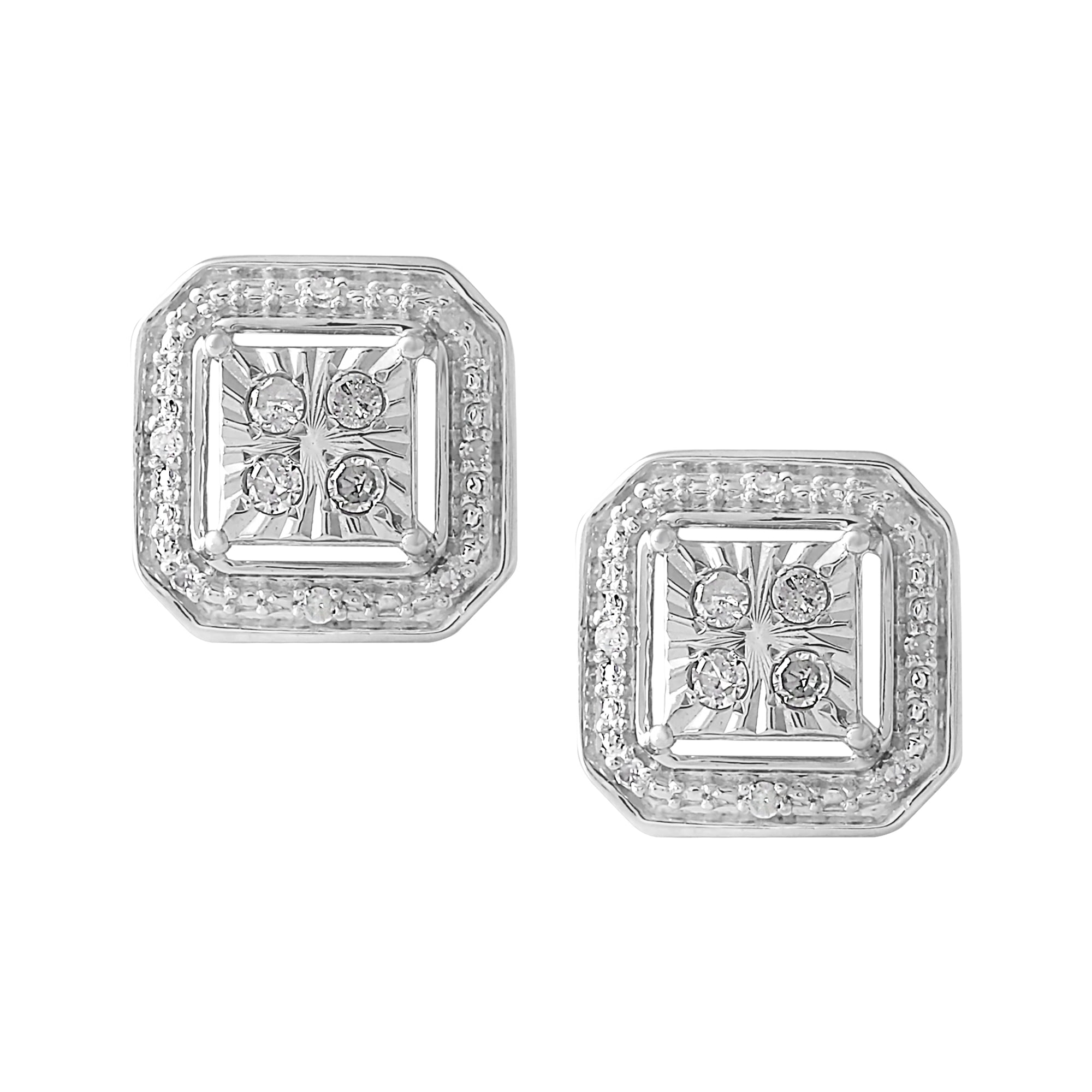 Brilliance Fine Jewelry Sterling Silver 1/10 CTTW Diamond Asscher