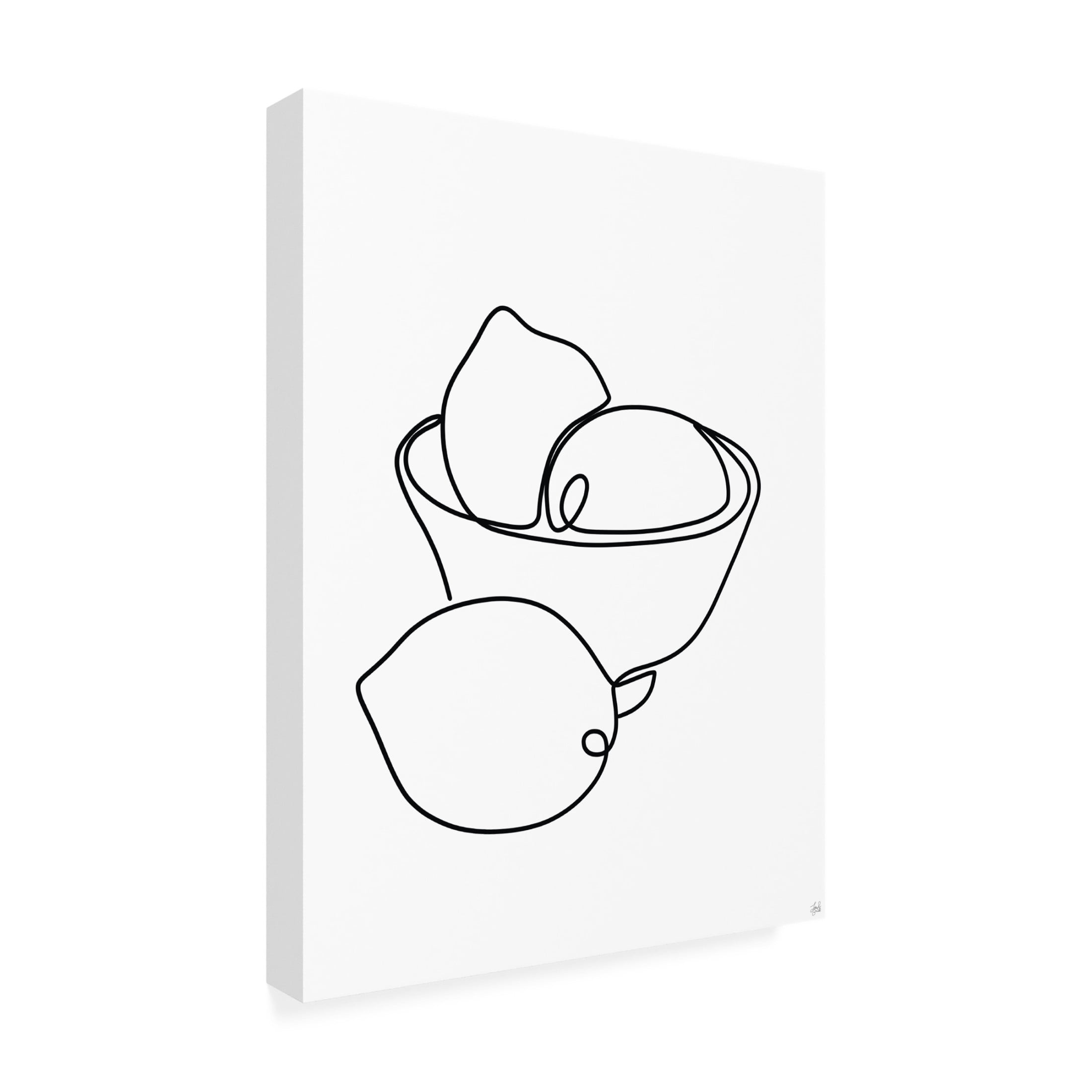 Canvas Wall Art - Line and Brush 'Still Life Lemons' Wall Art for Living Room, Bedroom, or Office Décor by Trademark Fine Art - 24 x 32 Inches