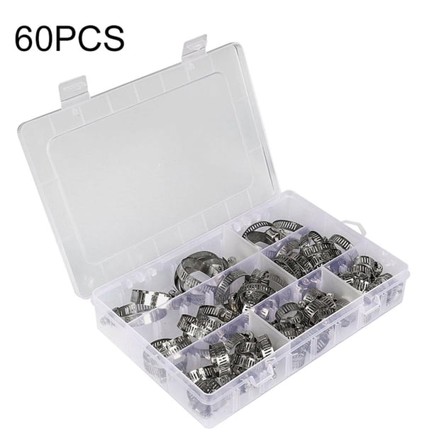 Abrazaderas Manguera De Acero Inoxidable Abrazaderas Combinadas Con Caja De Surtido Juego De Abrazaderas De Manguera 60Pcs Moyic TO003136-00