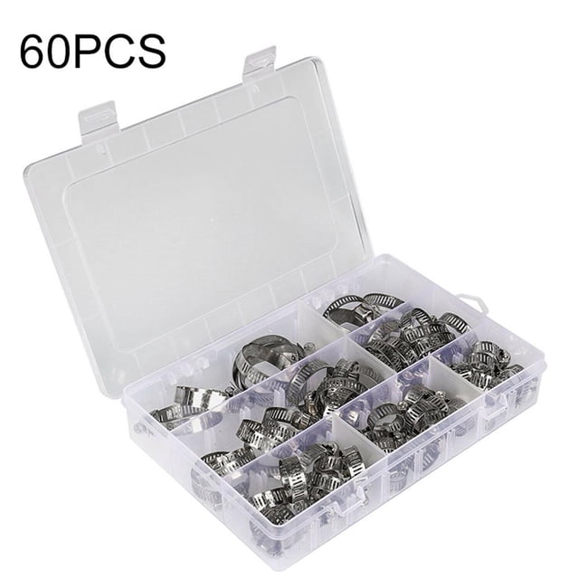 Abrazaderas Manguera De Acero Inoxidable Abrazaderas Combinadas Con Caja De Surtido Juego De Abrazaderas De Manguera 60Pcs Monstrate TO003136-00