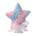 thumbnail image 2 of BingTong Pastel Pink Blue Candy Swirl Star Christmas Tree Topper,Glitter Stitched Five Point Tree Top Ornament With Spring Base Pink Bow,Sweet Macaron Style Xmas Pine Tree Top Decor C-B, 2 of 6