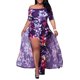 thumbnail image 1 of Vestido floral de talla grande para mujer, con abertura en el hombro, vestido de mono maxi informal Abanopi Morado/4X-grande, 1 of 7