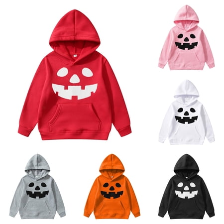 SUXIAN Hoodie For Toddler Halloween Graphic Print Long Sleeve Pullover Soft Jacket Comfortable Casual Outfit Boys Hoodies Red_009 9-10 Years