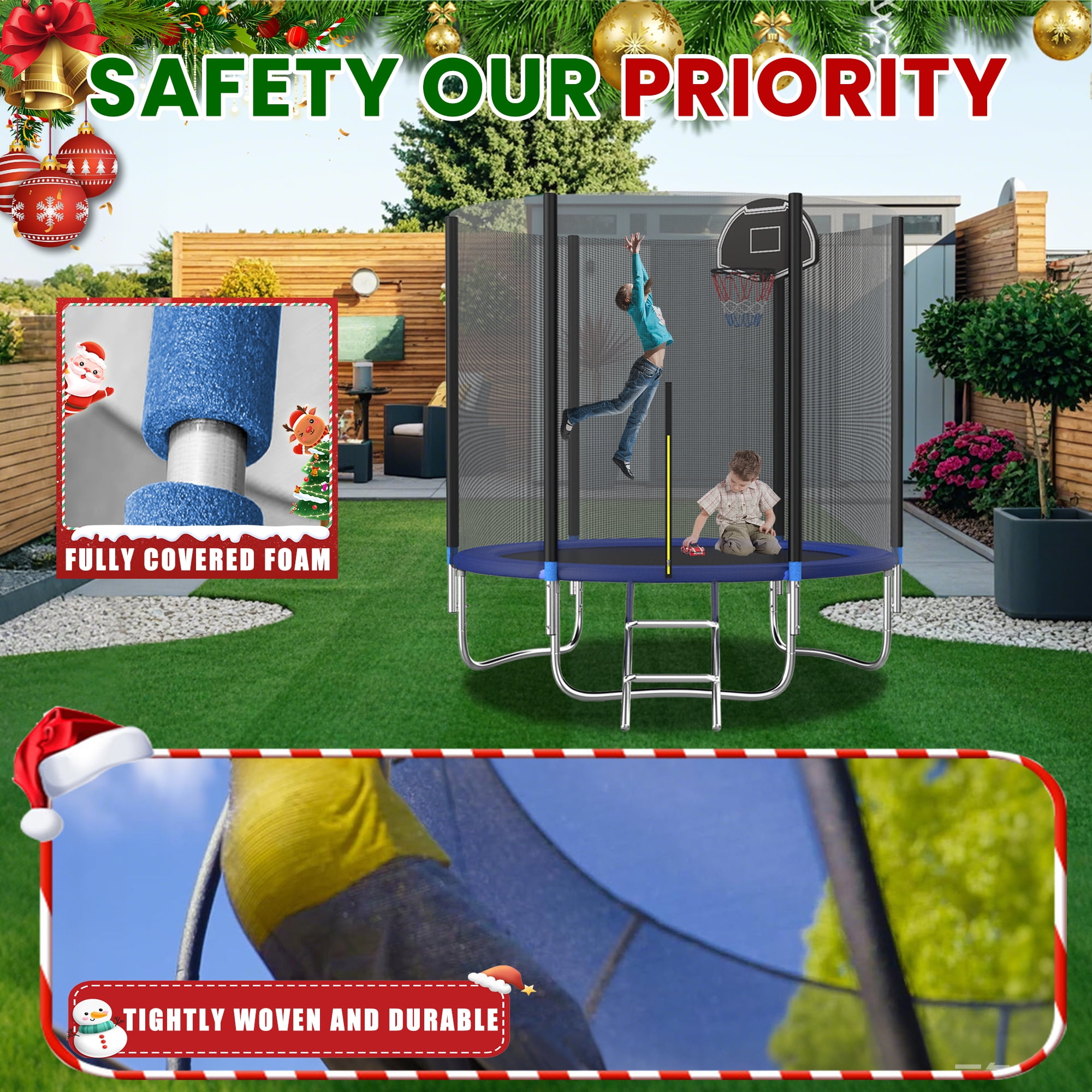 Shengchao Trade 1200LBS 12ft Heavy Duty Outdoor Trampoline for 3-5 Kids and Adults,Backyard Trampoline with Enclosure Net and Ladder, Jumping Trampoline Capacity for Boys and Girls Birthday Gift