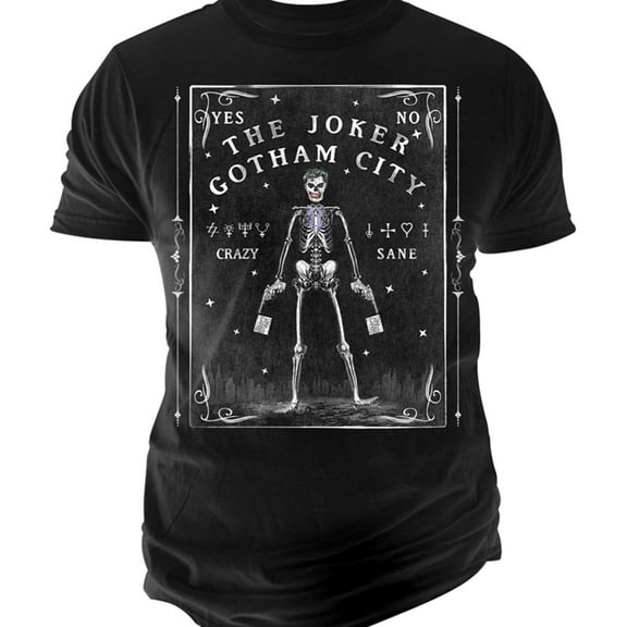 Changes Mens Joker Skeleton Tarot Graphic T-Shirt, Black, Small