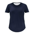 thumbnail image 4 of Ozmmyan Women’s Crew Tee with Short-Sleeves Plus Size Tops Curved Hem Womens Shirts Summer Solid Color Tunic Blouses 2025, M-5XL, 4 of 5