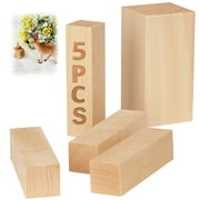 5PCS Basswood Carving Blocks - Small Unfinished Balsa Wooden Blocks for Carving Beginner or Expert Craft Wood Blocks or Whittling kit