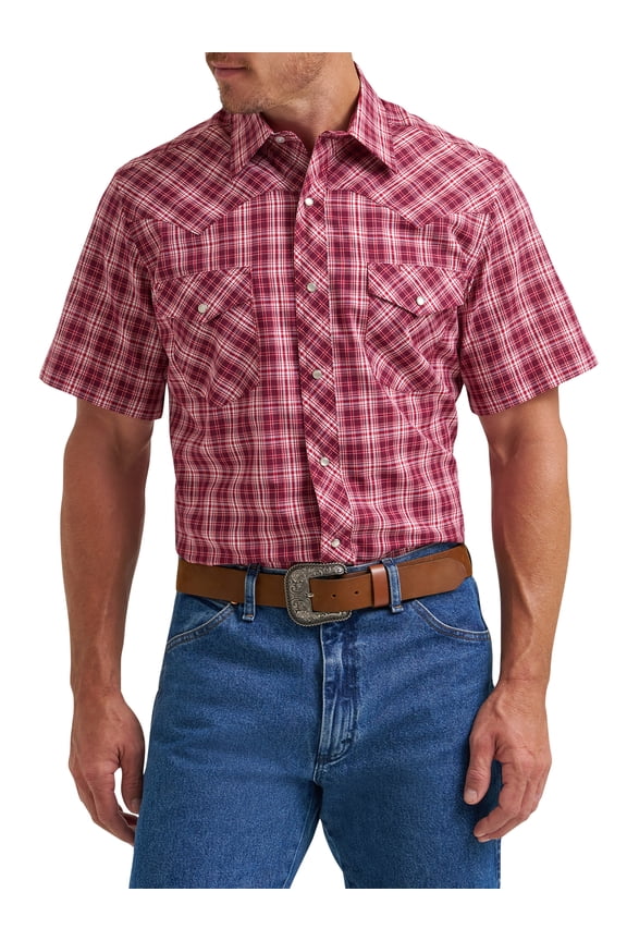 Men's and Big Men's Regular Fit Short Sleeve Western Shirt, Sizes S-5XL