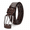 Brown, variant on Men's Double Prong Belt, Big & Tall 39"-41" Waist, Textured PU Leather Belt with Breathable Elongated Slots, Adjustable Casual Work Belt for Jeans Work Pants, Black Dark Brown Orange, 3 Color
