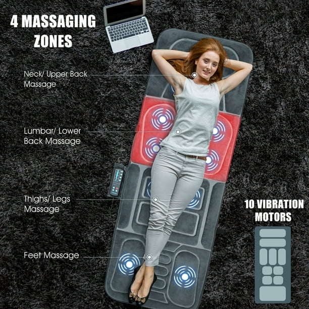 Costway Foldable Massage Mat Full Body Massager w/ Heat & 10 Vibration  Motors 
