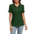 thumbnail image 4 of DORKASM Womens Polo Shirts Short Sleeve Button Lapel Collared Summer Tops Business Casual Basic Tees Dark Green M, 4 of 7