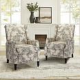 thumbnail image 6 of Traditional Manual Recliner Chair Push Back Upholstered Wingback Fabric Living Room Indigo, 6 of 9
