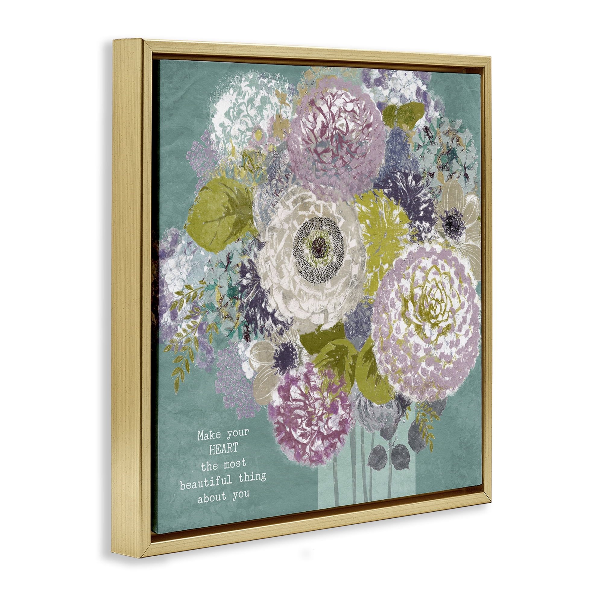Stupell Industries Most Beautiful Thing Florals Gold Framed Floater Canvas Wall Art, design by Suzanne Nicoll