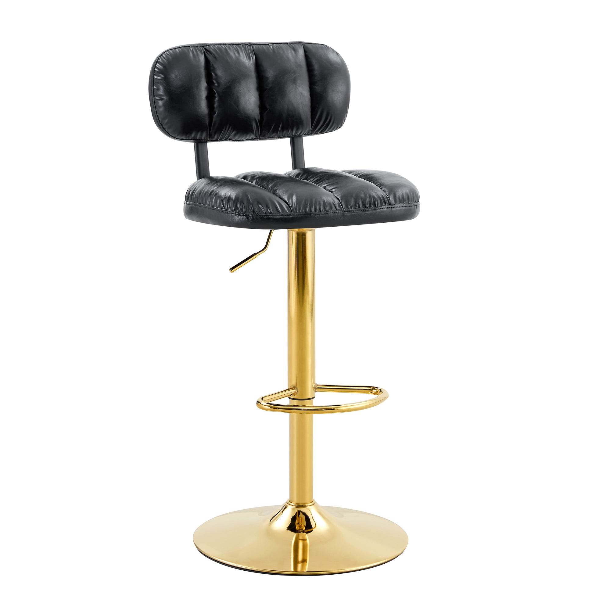 Alvantor Adjustable Bar Stools Set of 2 Leather Swivel Bar Stools Counter Height Bar Chairs for Kitchen Island Black