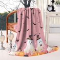 thumbnail image 2 of Pink Ghost Bat Halloween Pattern Blanket,Comfortable Soft Lamb Wool Throw Blanket,All Season,Warm Lightweight Blankets for Sofa Bed Couch Living Room Chair,60"x80", 2 of 4