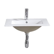 WONLINE 24 Vanity Top Integrated Sink Bowl White Ceramic + Faucet & Drain Bathroom Sink