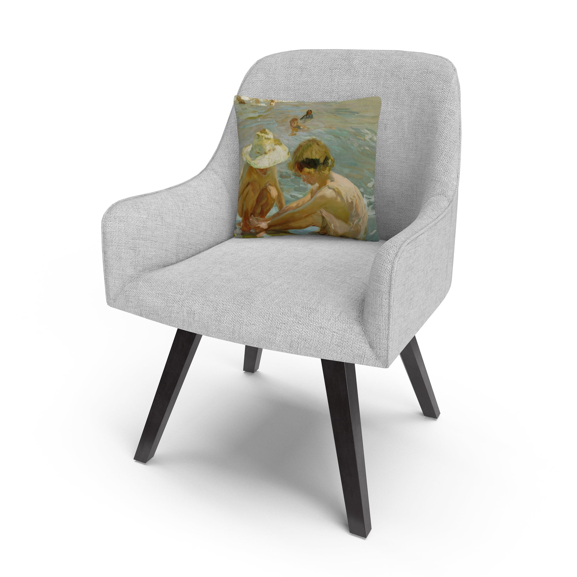 Joaquin Sorolla 'The Wounded Foot' 16 X 16 Decorative Throw Pillow