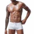 thumbnail image 2 of UTSJKR Sexy Swimwear Men's Swimsuits Swim Board Surf Boxer Briefs Trunks Shorts Low Waist Drawstring Tropical Swimming Trunks White S, 2 of 9