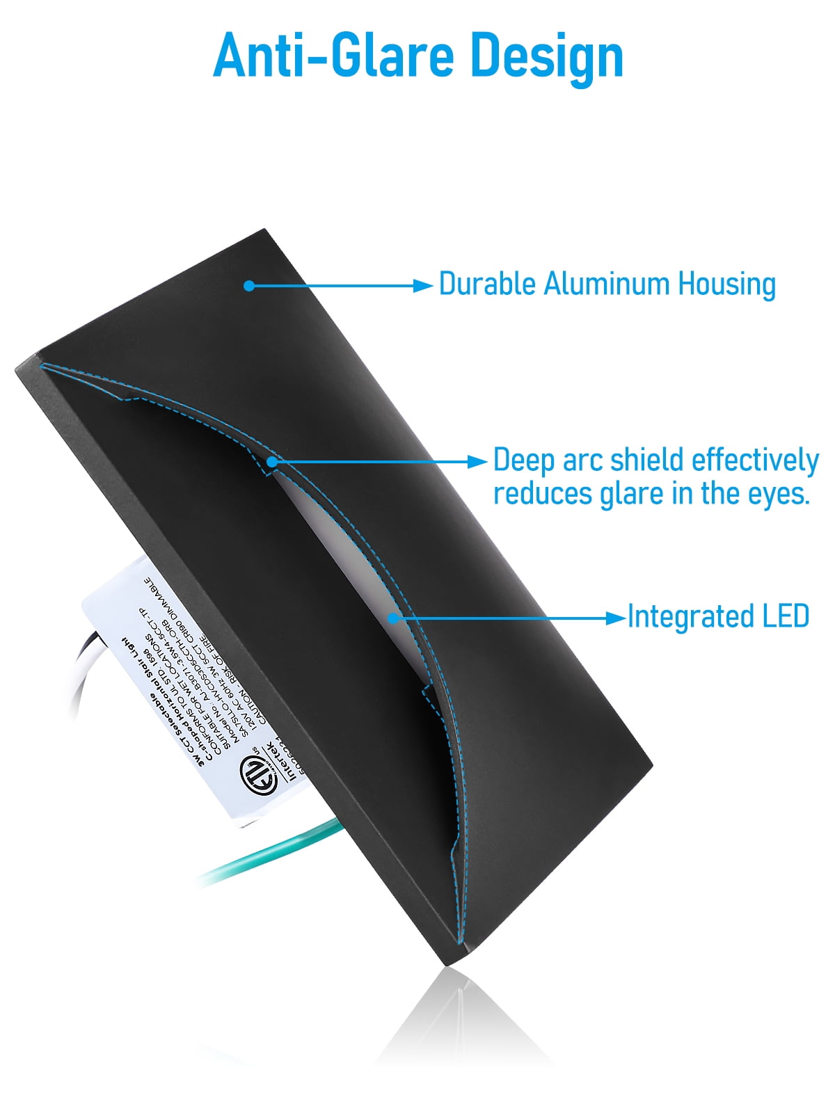9 Pack 5CCT 120V LED Step Lights, Dimmable Stair Lights IP65 Waterproof, Aluminum Shell, Anti-Glare, CRI90, Black