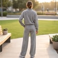 thumbnail image 6 of Szluipve 2 Piece Sets for Women Leopard Print 2 Piece Tracksuit Zip Up Stand Collar Jacket Elastic Waist Wide Leg Pants Casual Loungewear Outfit Set Gray M, 6 of 7