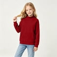 thumbnail image 3 of BLVB Girls Oversized Sweatshirts Solid Color Mock Neck Pullover Tops Long Sleeve Loose Fall Fashion Outfits(Red,13-14 Years), 3 of 7