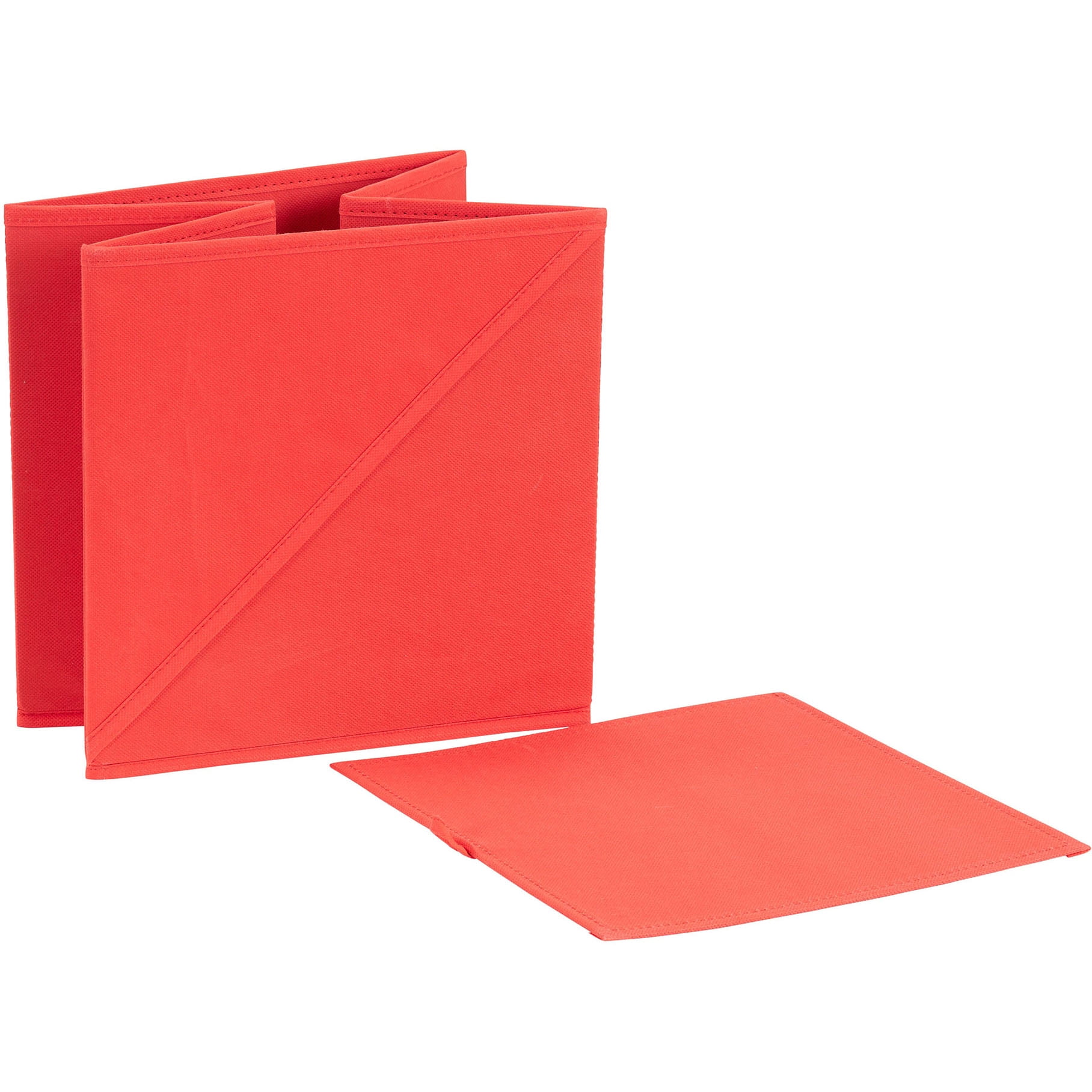 Household Essentials Diagonal Pull Collapsible Fabric Cube Open Storage Cubes, 6-Pack, Red