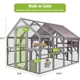 thumbnail image 6 of Large Catio Outdoor Cat Enclosures Wooden Cat House with Rest Houses, Platforms, Bridge, and Waterproof UV Cover - 110" D, 6 of 6
