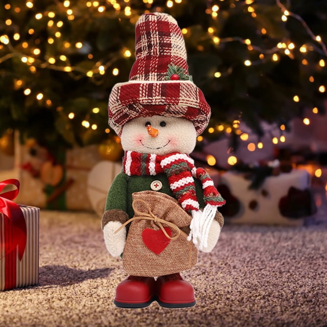 Xihbxyly Muñeca de Pie con Sombrero de Copa, Tela Festiva de Lino y Felpa, Diseño de Postura Estable, Decoración Navideña para El Hogar, Ambiente Festivo Acogedor, Ideal para Sala de Estar o Tienda,