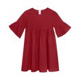 thumbnail image 4 of Robes de Printemps pour Filles en Bas Âge en Liquidation Robe Décontractée Rayée Robe Chemise Été Col Rond Manches Courtes Robe d'Été avec Poches Tenues Quotidiennes Nouveau Rouge 5-6 Ans, 4 of 8