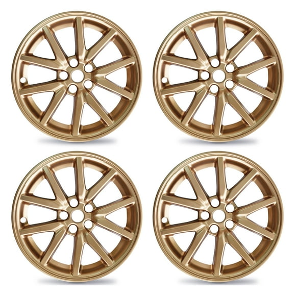 Mayde Couvre-Roues 18 Pouces s'Adapte aux Jantes Tesla Modèle 3 2017-2022, Bouchons de Moyeu de Remplacement (Ensemble de 4) (Or Métallique)