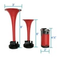 thumbnail image 3 of Spec-D Tuning 115Db Red Air Horn 12V Dual Trumpet W/Compressor Kit, 3 of 7