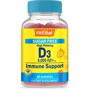 WellYeah Sugar Free Vitamin D3 5,000 IU (125mcg) Extra Strength Gummies - Immune Booster, Bone and Teeth Support - Non GMO, Gluten Free, Nut Free, Vegetarian - Natural Sourced Flavors - 60 Gummies
