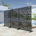 thumbnail image 2 of 72"x47" Outdoor Privacy Screen with Stand Dean Metal Balcony Decorative Screen,Black, 2 of 7