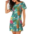 thumbnail image 2 of Disketp Pineapple para Camisón Corto de Manga Corta para Mujeres, Camisón Cómodo con Escote Redondo, Bonito y Confortable, 2 of 6