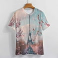 thumbnail image 3 of Blossoming Paris Eiffel Tower T Shirts Basic T-Shirt Short Sleeve Ladies Tee Shirt Summer Graphic Clothing, 3 of 6