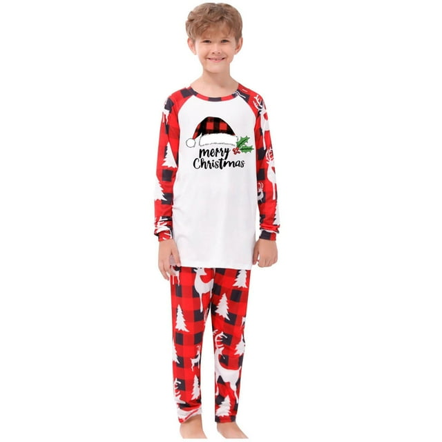 Kid Matching Pajama Set Snowman Print Top and Pants for Holiday,Kids Pajamas