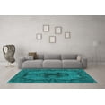 thumbnail image 3 of Ahgly Company Machine Washable Indoor Square Persian Turquoise Blue Bohemian Area Rugs, 7' Square, 3 of 4