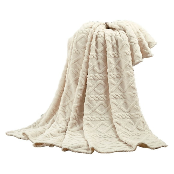 Hearth & Gear Couverture en Velours Effet Peau Effilée à Couche de Couleur Unie, Couverture de Sieste, Couverture de Printemps Été pour Climatisation, Couverture de Climatisation, Beige Blanc 70x100cm, Taille Simple, Couvertures pour Lit