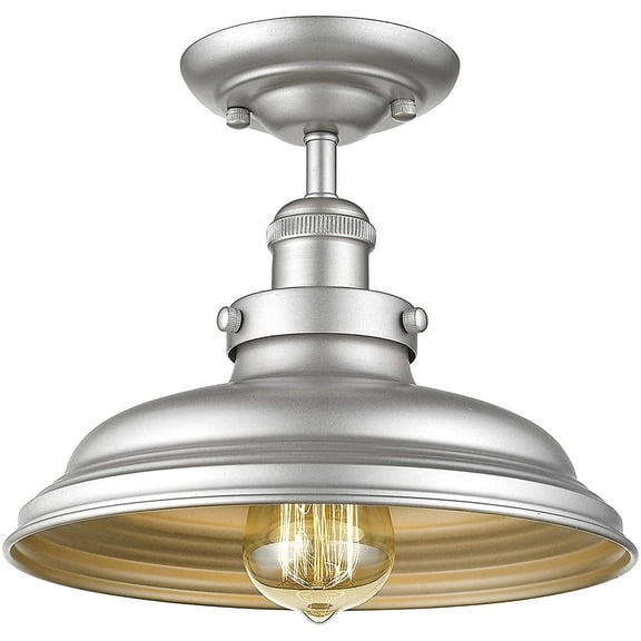 RADIANCE Goods Industrial-Style 1 Light Silver Painted Semi-Flush Ceiling Fixture 10" Wide