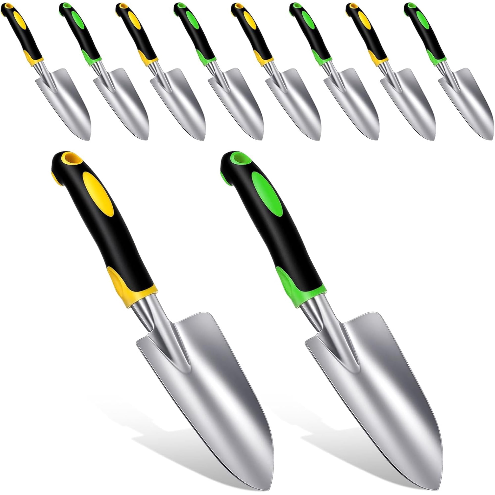 10 Pcs Garden Shovels Bulk Hand Heavy Duty Trowel Tool Small Metal Shovel Bulk Spade Gardens with Soft TPR Handle for Lawn Yard Farm