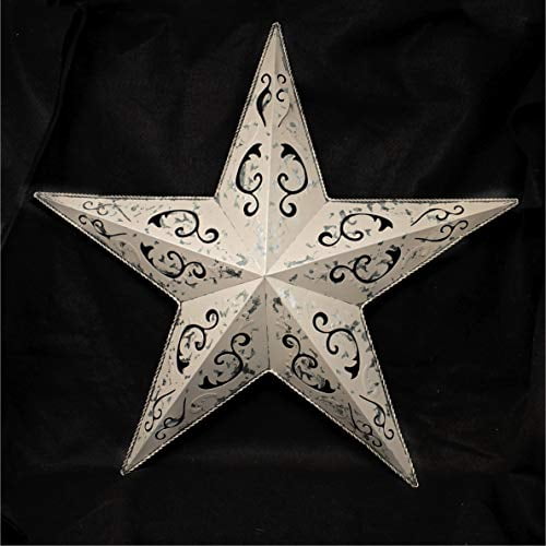 Grila Cream Lacy Metal Barn Star 18 Rustic Cut Out Style Country Indoor Outdoor Home - Tin Stars Wall Decor