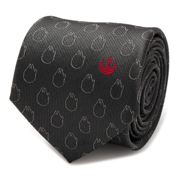Star Wars Rebel Alliance Millennium Falcon Gray Men's Necktie with Red Crest