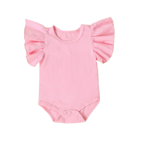Bagilaanoe Newborn Baby Girl Boy Rompers Fly Sleeve Bodysuits 3M 6M 12M 18M Infant Summer Casual One Piece Short Jumpsuit