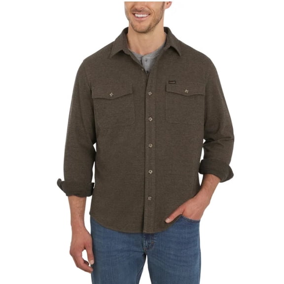Wrangler Men’s Flannel Knit Long-sleeve Shirt - Color Brown - Size Medium