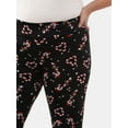 thumbnail image 4 of No Boundaries Velour Holiday Leggings, 1 or 2-Pack, Women's and Women's Plus, 4 of 7