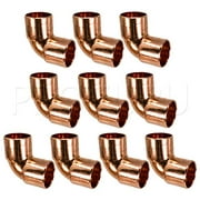 PROCURU Copper 1/2-Inch 90-Degree Elbow C x C Sweat Connection, Certified Lead Free, (1/2", 10-Pack)