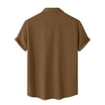 thumbnail image 6 of USNSM (M-5XL) Men's Plus Size Cotton Linen Short Sleeve Shirts Casual Lightweight Button Down Shirts Tops with Pocket Brown XXXL, 6 of 7