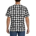 thumbnail image 3 of Bixox Men's Black Tartan Plaid Printed Short Sleeve Skinny Athletic T-Shirt, 3 of 6