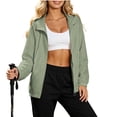 thumbnail image 2 of TAGOLD Womens Winter Hooded Casual Outwear & Jackets Solid Color Zip Up Hooded Loose Long Sleeve Casual Outer Coat With Side Pockets For Daily Street Wear, 2 of 5
