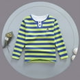 thumbnail image 2 of Curuila Children Boys Shirt Long Sleeve Crewneck Tee Casual Striped Autumn Tops For Boys And Girls Light Green Size 2-3 Years, 2 of 3